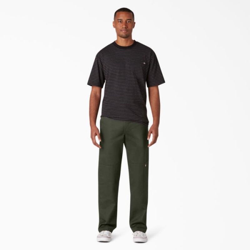 Dickies Slim Drept Fit Double Knee Pants Masline Verzi Verzi | VTSA5169