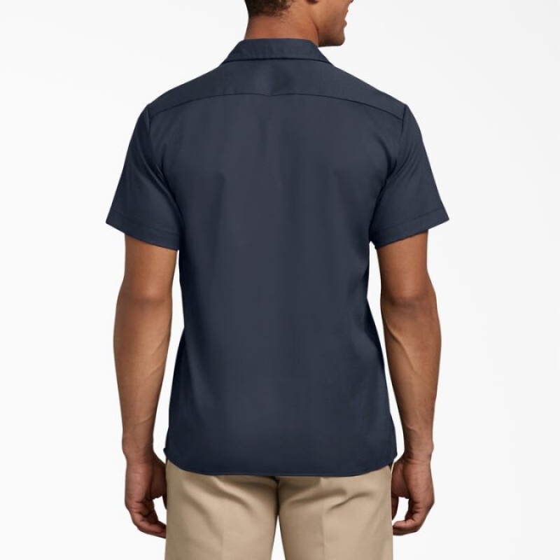 Dickies Slim Fit Scurte Sleeve Lucru Shirt Bleumarin | WIMG6403