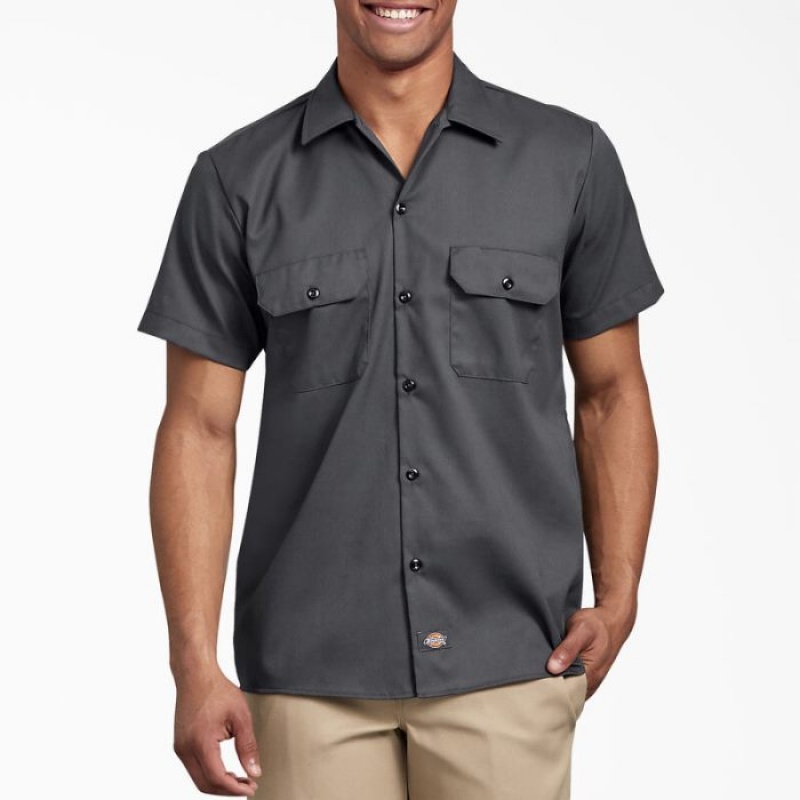 Dickies Slim Fit Scurte Sleeve Lucru Shirt Gri | TZPA5865