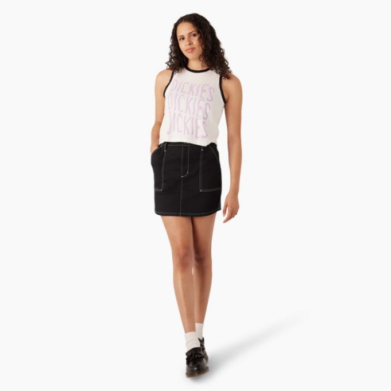 Dickies Sportive Grafice Tank Top Albi | VVRM8367