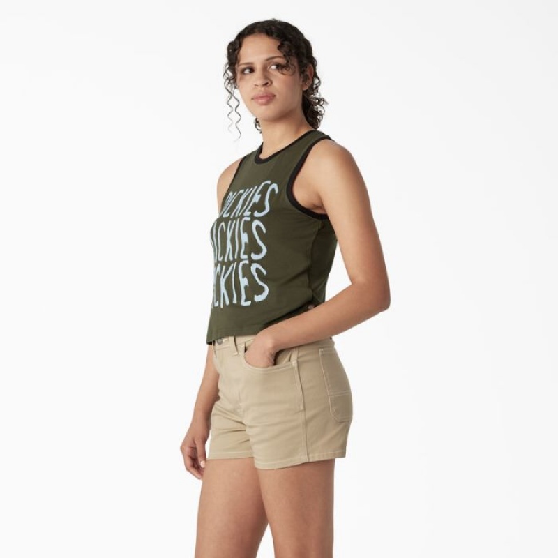 Dickies Sportive Grafice Tank Top Verzi | PMCR0228