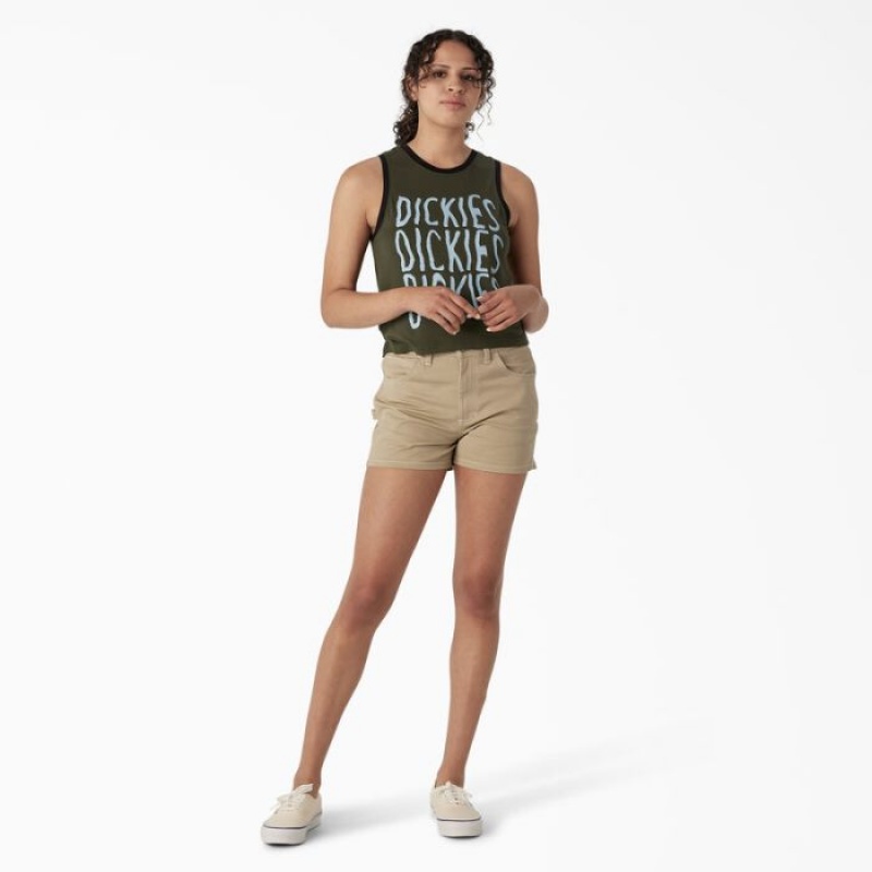 Dickies Sportive Grafice Tank Top Verzi | PMCR0228