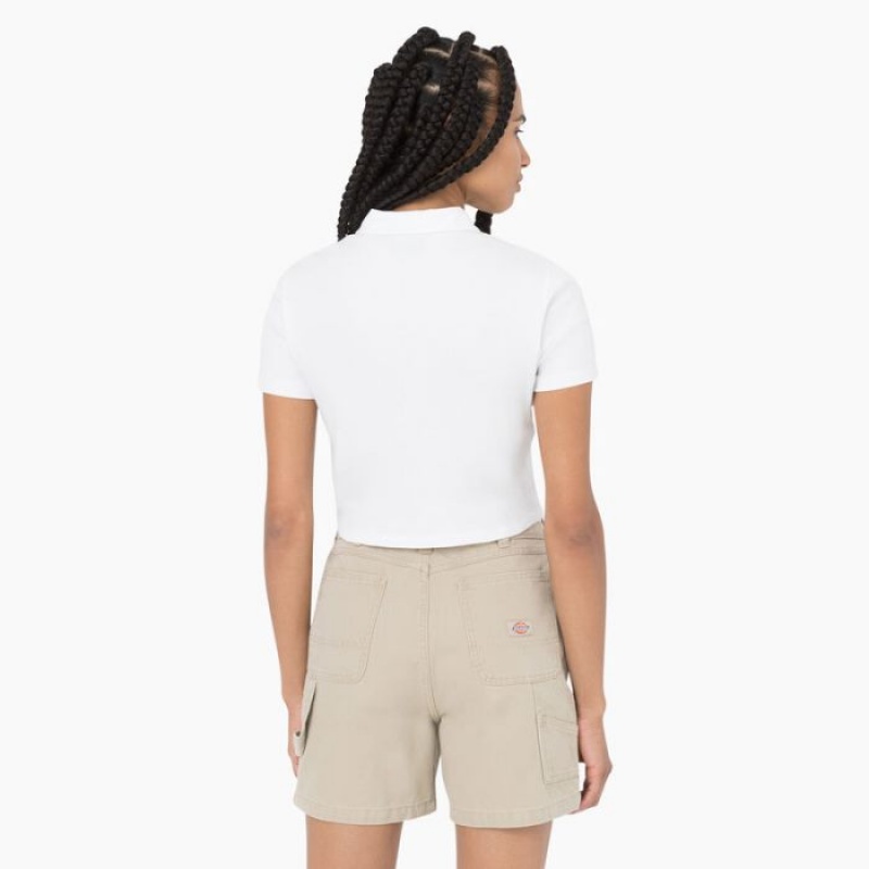 Dickies Tallasee Scurte Sleeve Cropped Polo Albi | XFDU2859
