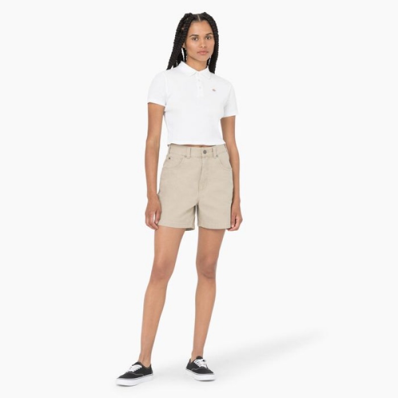 Dickies Tallasee Scurte Sleeve Cropped Polo Albi | XFDU2859