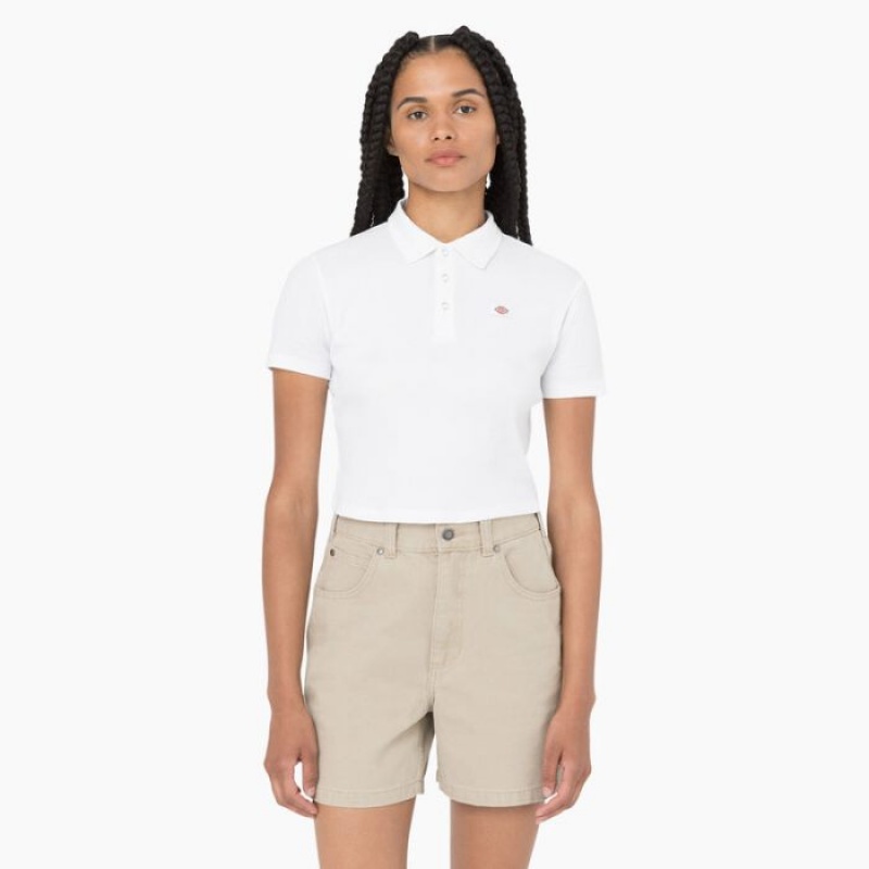 Dickies Tallasee Scurte Sleeve Cropped Polo Albi | XFDU2859