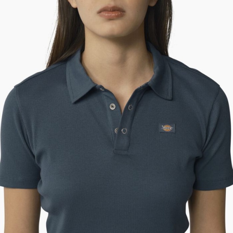 Dickies Tallasee Scurte Sleeve Cropped Polo Albastri | ZUJE9837