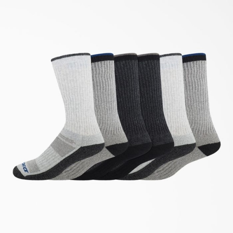 Dickies The Navigator Crew Socks, Size 6-12, 6-Pack Gri | VZUH2076