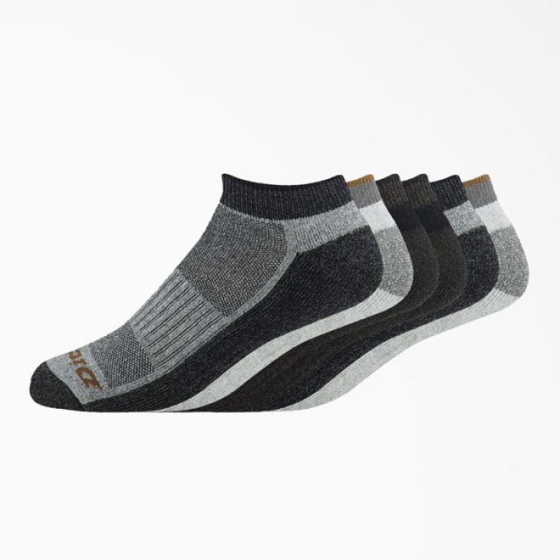 Dickies The Navigator No Show Socks, Size 6-12, 6-Pack Gri Negrii | UQCG3658