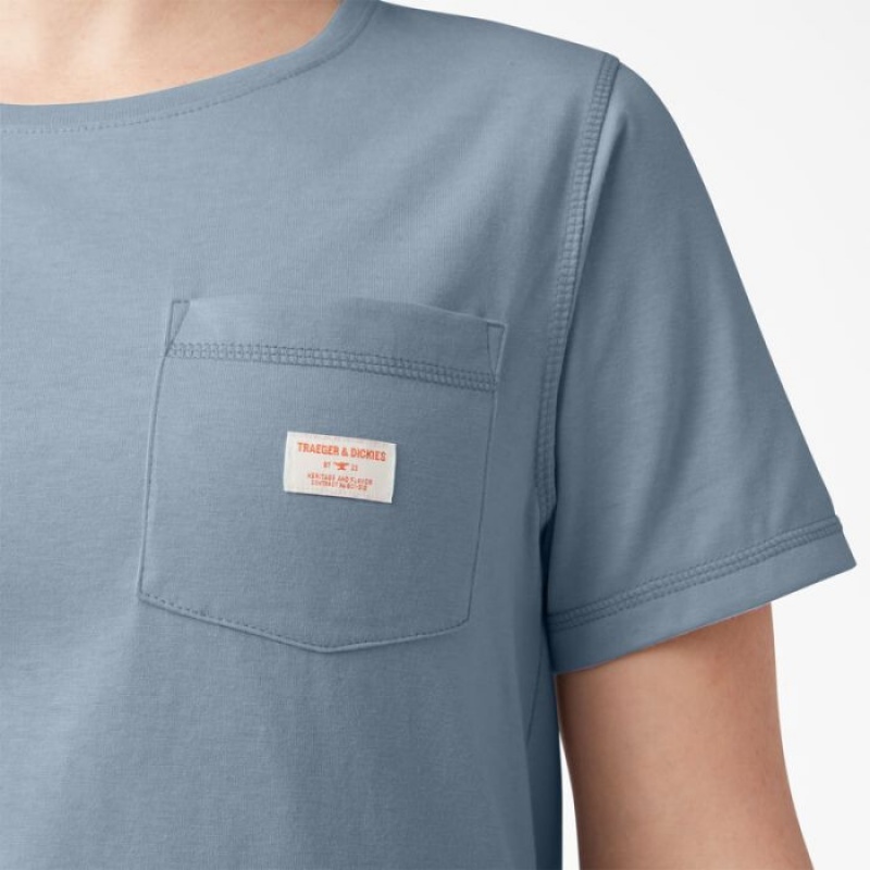 Dickies Traeger x Dickies Pocket T-Shirt Albastri | LHXW8618