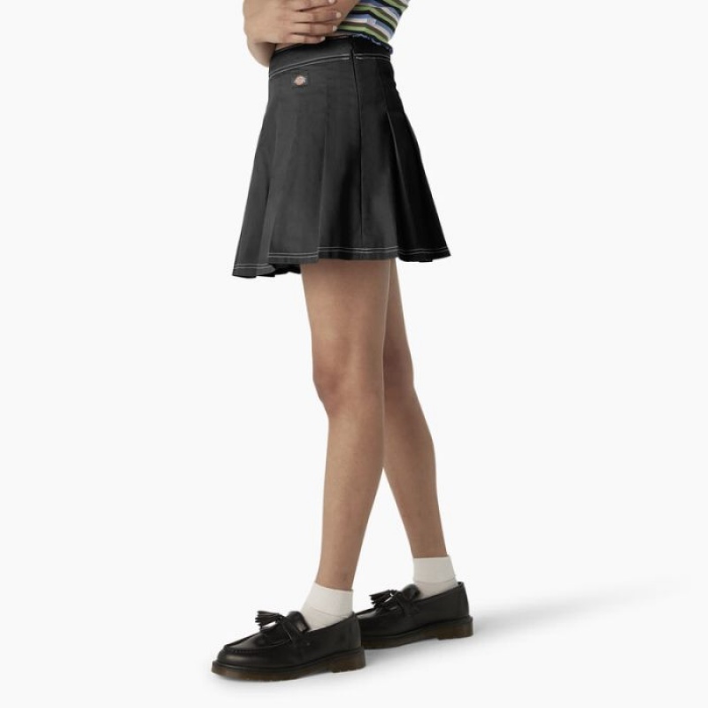 Dickies Twill Plisat Skirt Negrii | IIGD8133