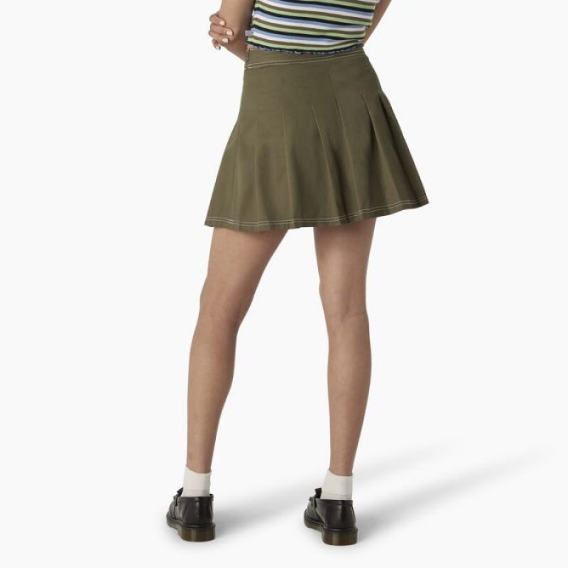 Dickies Twill Plisat Skirt Verzi | XOKE5945