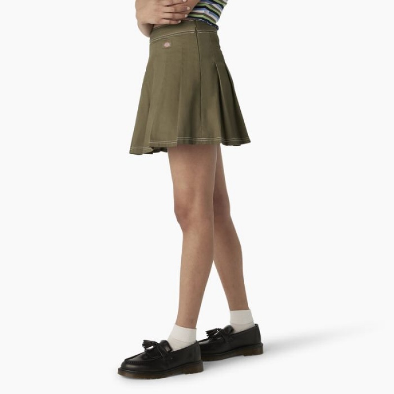 Dickies Twill Plisat Skirt Verzi | XOKE5945