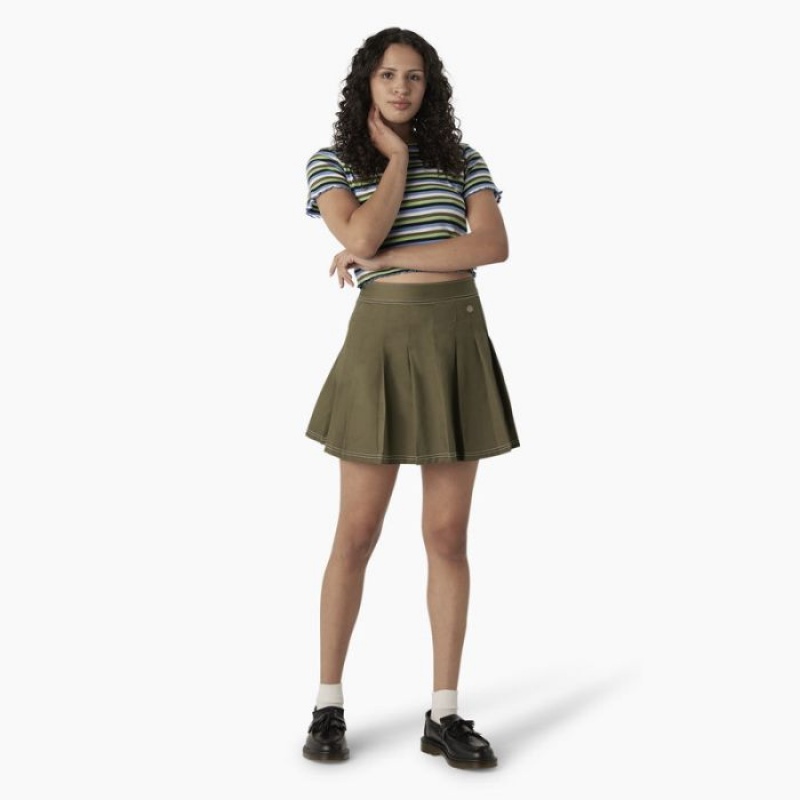 Dickies Twill Plisat Skirt Verzi | XOKE5945