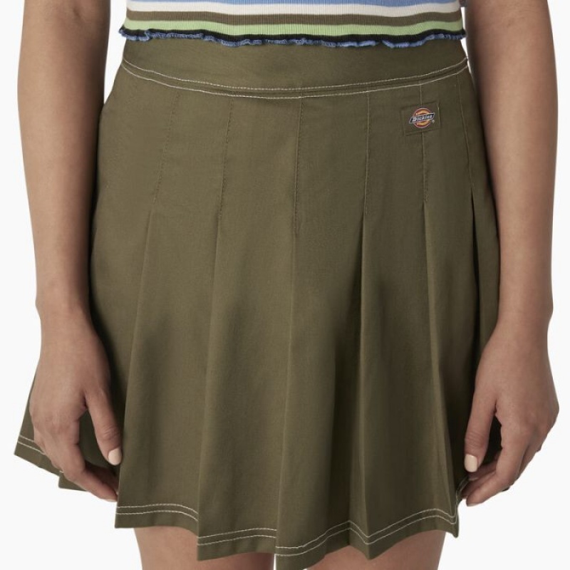 Dickies Twill Plisat Skirt Verzi | XOKE5945