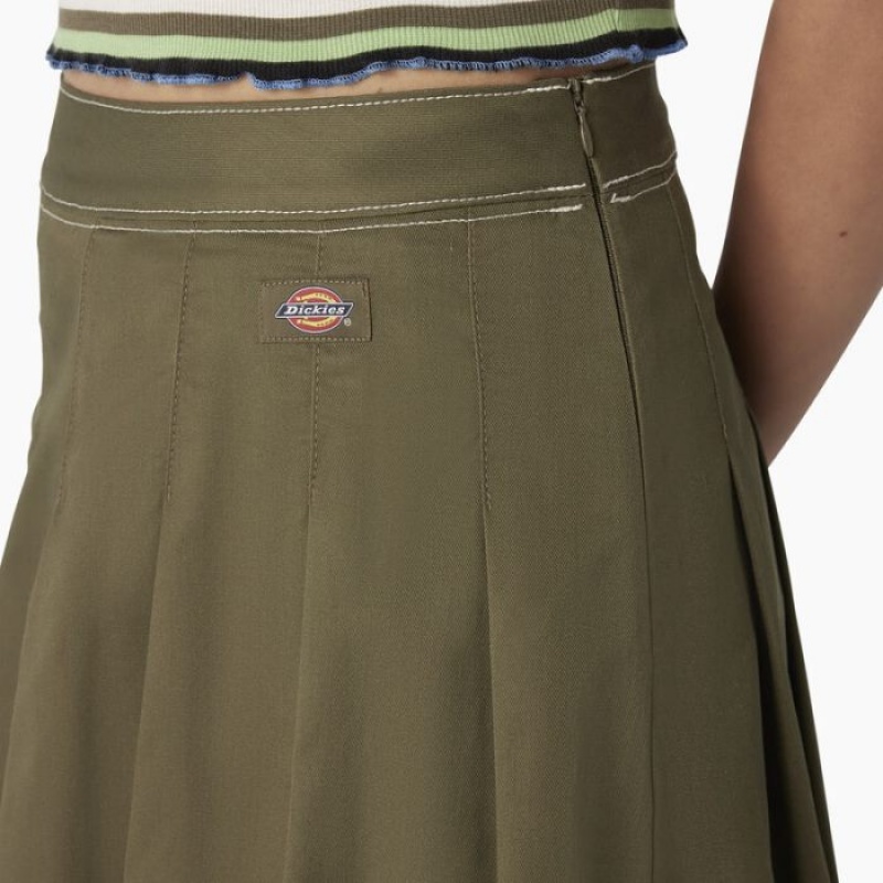 Dickies Twill Plisat Skirt Verzi | XOKE5945