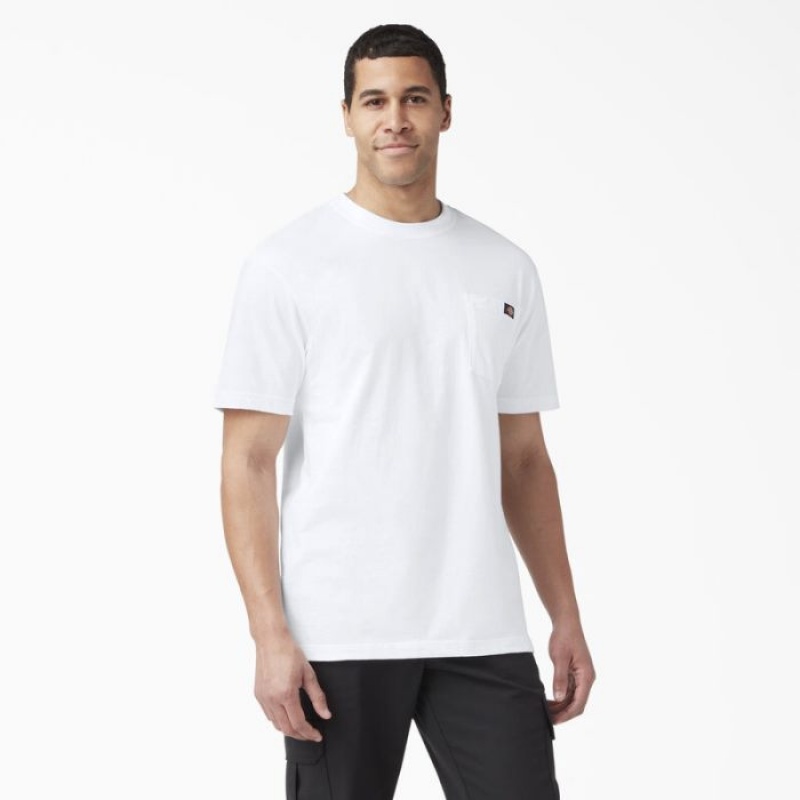 Dickies Usori Scurte Sleeve Pocket T-Shirt Albi | QGSA4580