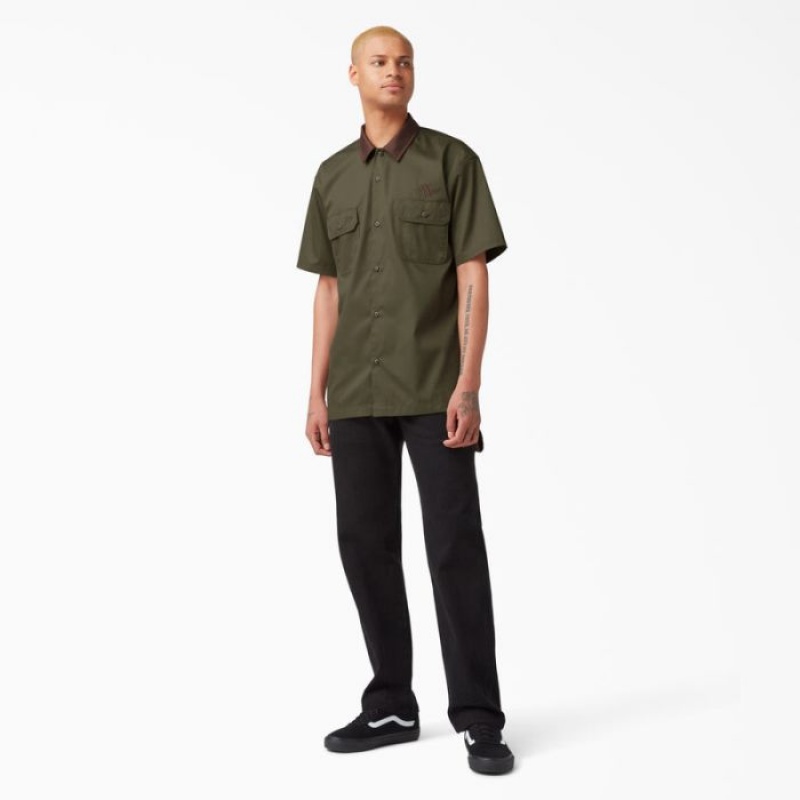Dickies Vincent Alvarez Block Collar Lucru Shirt Verzi | BICG6486