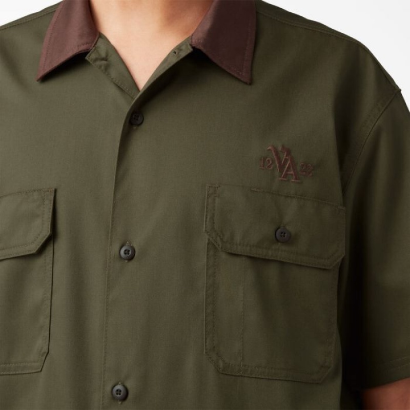 Dickies Vincent Alvarez Block Collar Lucru Shirt Verzi | BICG6486