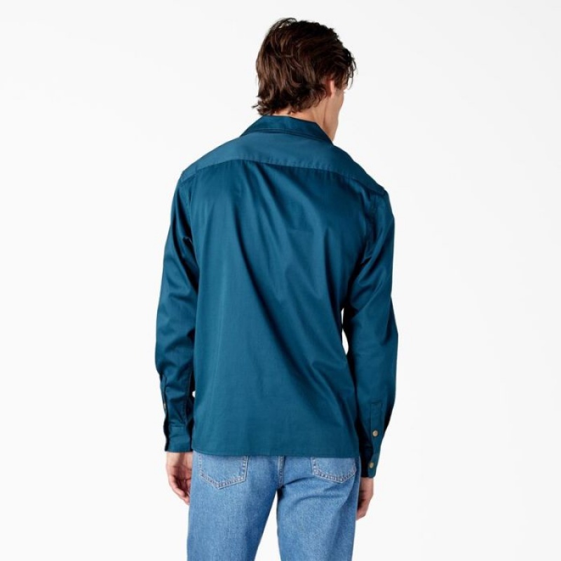 Dickies Westover Long Sleeve Shirt Reflecting Pond | OYKQ4834