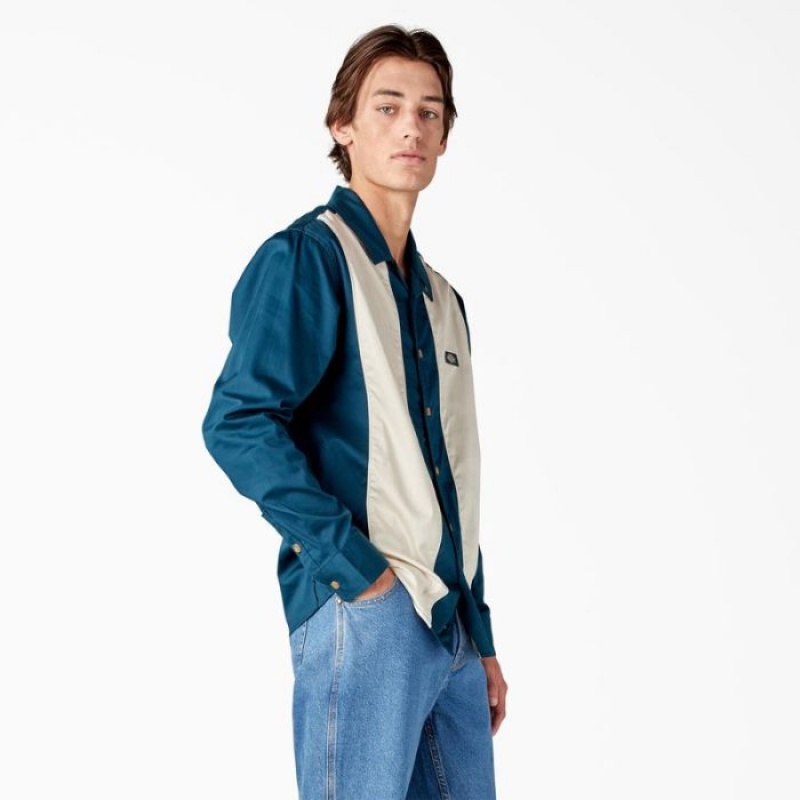Dickies Westover Long Sleeve Shirt Reflecting Pond | OYKQ4834