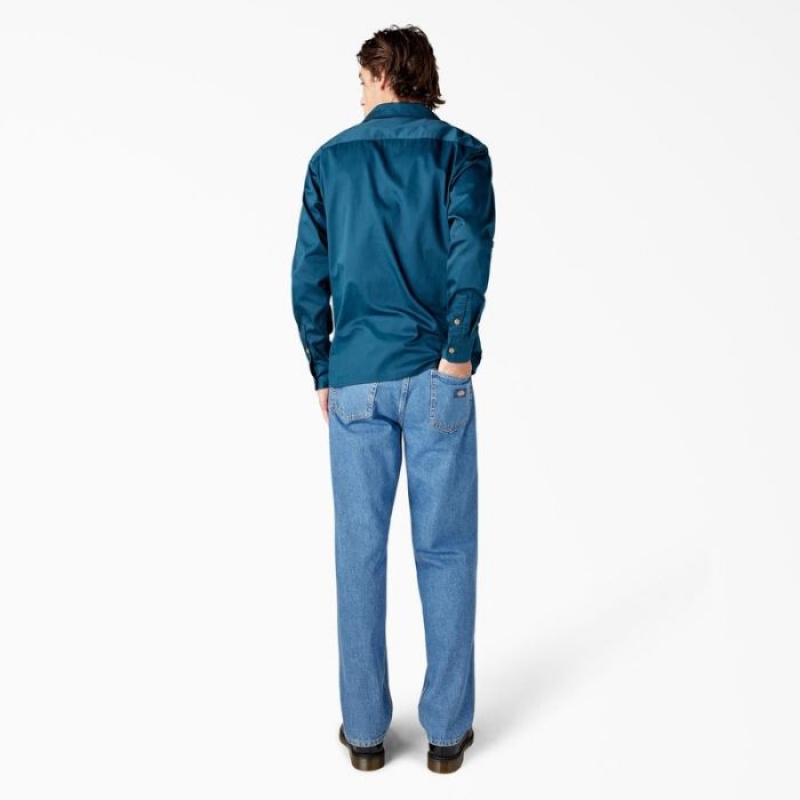 Dickies Westover Long Sleeve Shirt Reflecting Pond | OYKQ4834