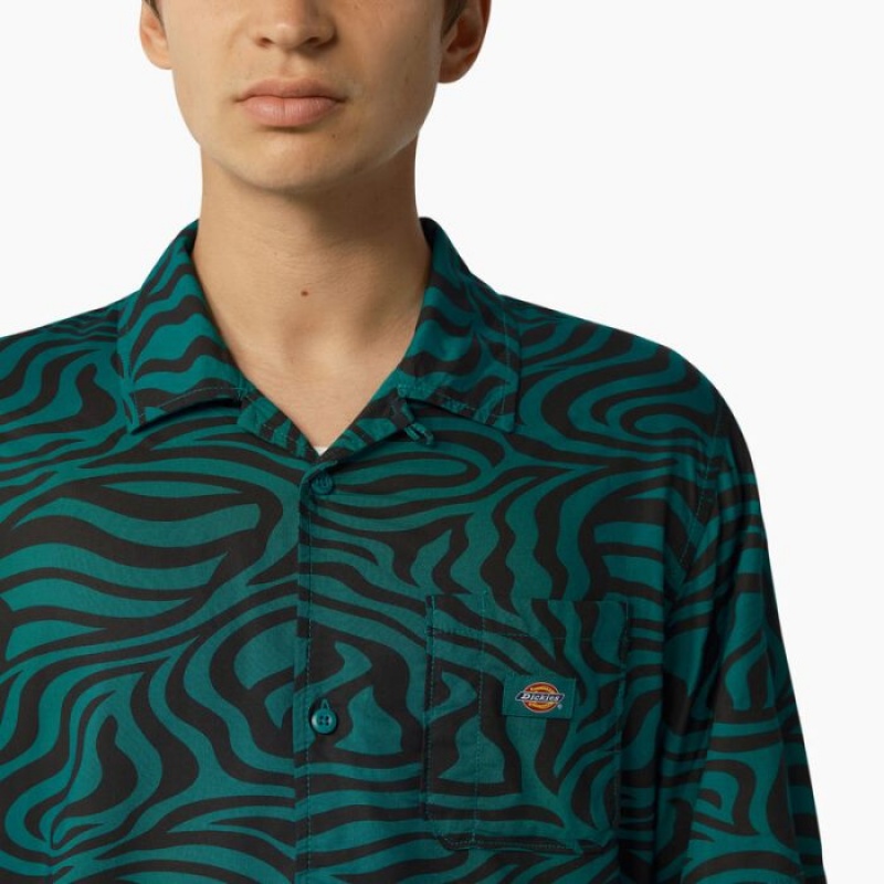 Dickies Zebra Print Scurte Sleeve Shirt Verde Menta | DBNH7738